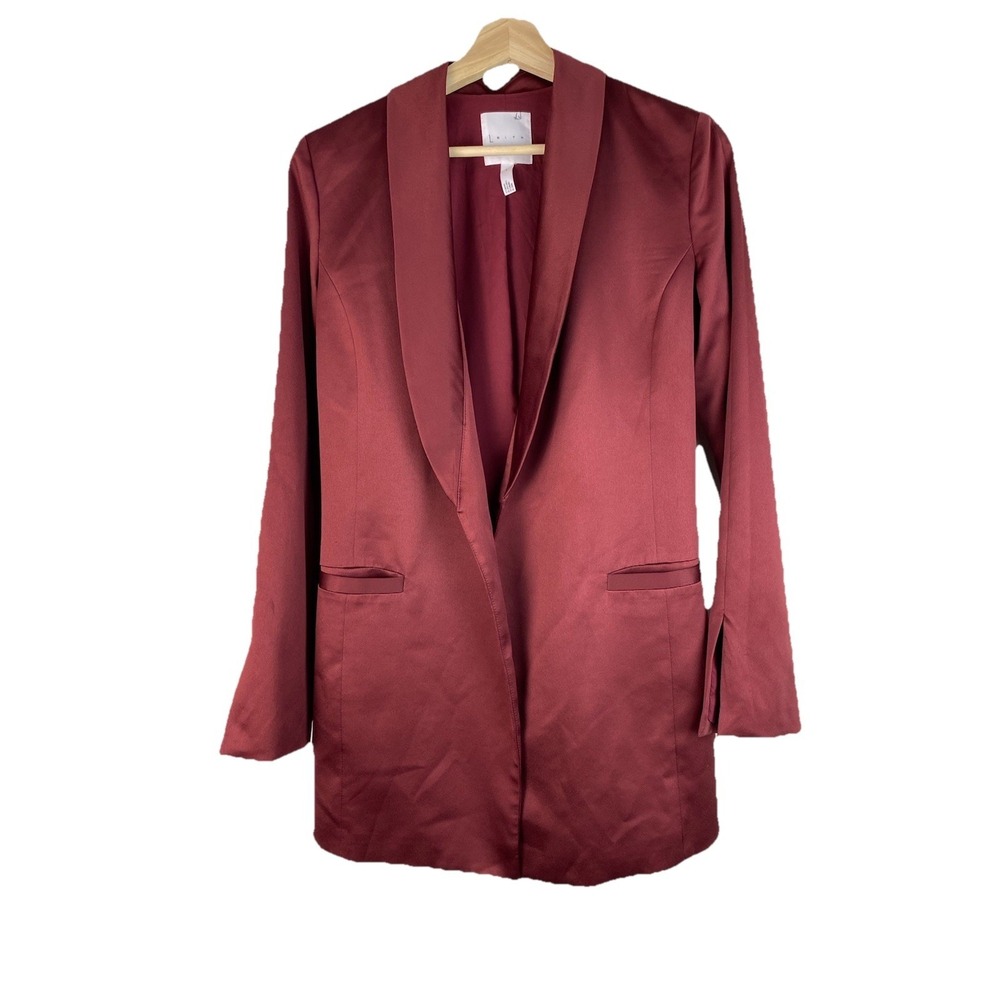 Leith Women's S Chocolate Brown Lined Satin Blazer